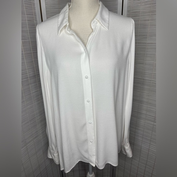 Wilfred White Button-Down Blouse Size L Long Sleeve Button Cuffs - Picture 1 of 9